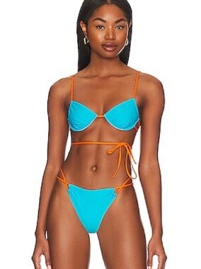 XS Lovers + Friends Orange and Blue Bikini from Revolve